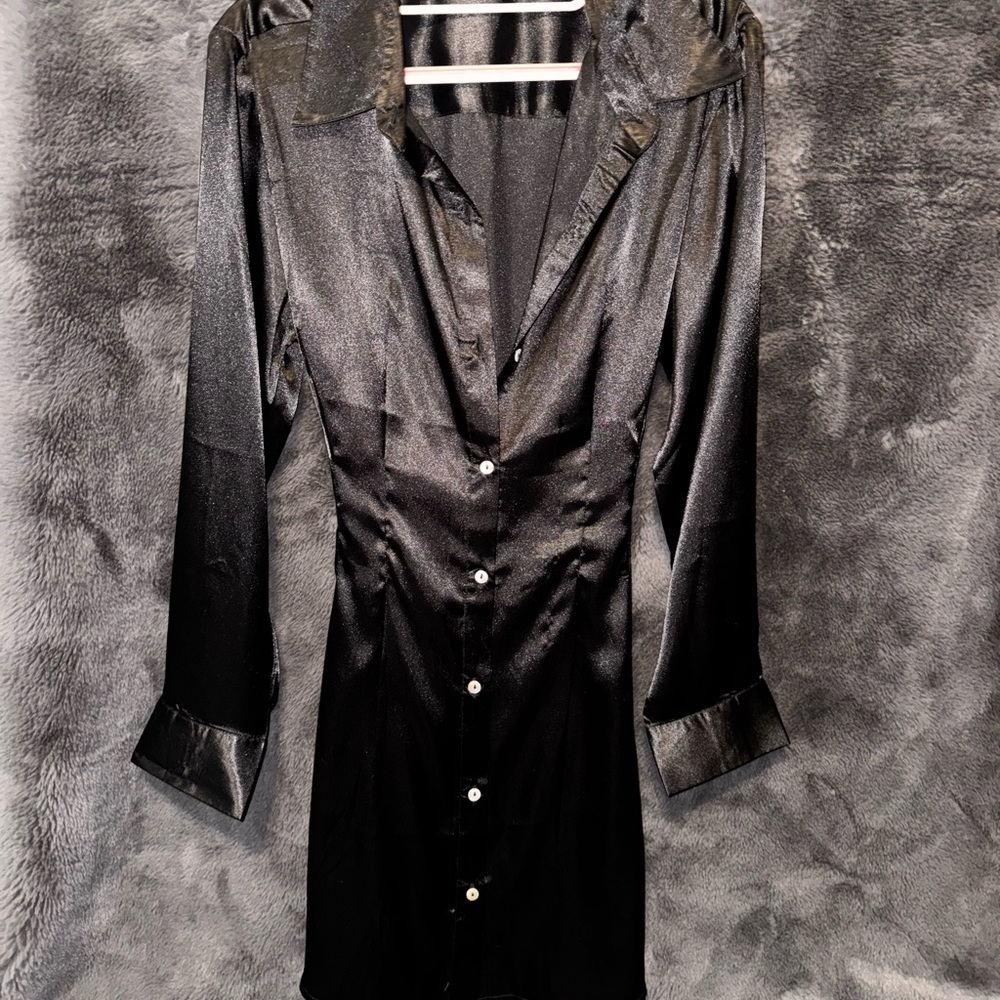 Shasa Elegant Black Satin Gown